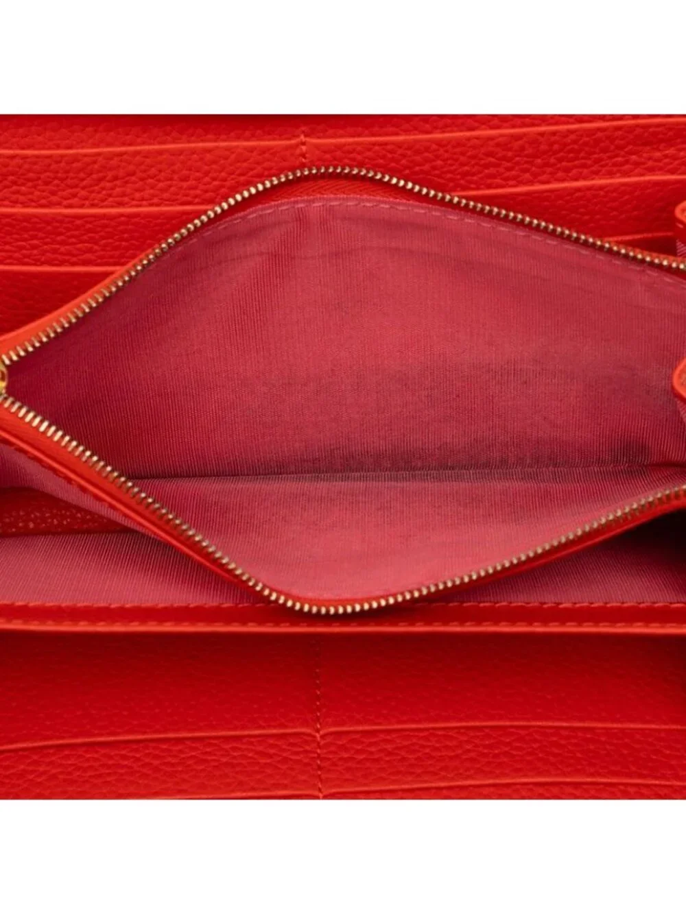 Gucci Double Zip Around Wallet Beige Red Leather